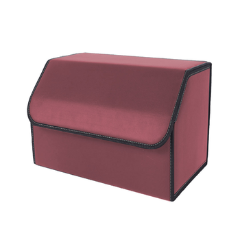 Leather Car Boot Collapsible Foldable Trunk Cargo Organizer Portable Storage Box Red Medium image