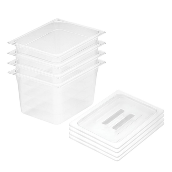 200mm Clear Gastronorm GN Pan 1/2 Food Tray Storage Bundle of 4 with Lid image