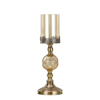 42cm Glass Candle Holder Candle Stand Glass/Metal image