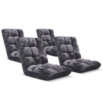 4X Floor Recliner Folding Lounge Sofa Futon Couch Folding Chair Cushion Grey image
