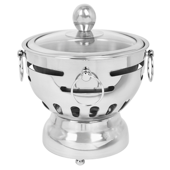 Stainless Steel Mini Asian Buffet Hot Pot Single Person Shabu Alcohol Stove Burner with Glass Lid image