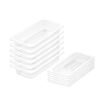 65mm Clear Gastronorm GN Pan 1/3 Food Tray Storage Bundle of 6 with Lid image
