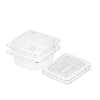 65mm Clear Gastronorm GN Pan 1/6 Food Tray Storage Bundle of 2 with Lid image