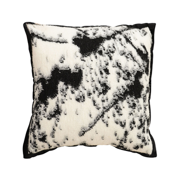 45cm Light Vintage Leopard Print Black & White Ink Splatter Wide-Edge SquareThrow Pillow image