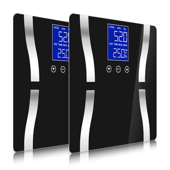 2X Glass LCD Digital Body Fat Scale Bathroom Electronic Gym Water Weighing Scales Black image
