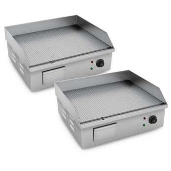 2X Electric Stainless Steel Ribbed Griddle Commercial Grill BBQ Hot Plate image