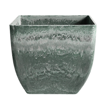 32cm Green Grey Square Resin Plant Flower Pot in Cement Pattern Planter Cachepot for Indoor Home Office image