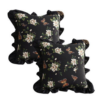 2X 45cm Square Vintage Decorative Embroidered Square Throw Pillow image
