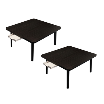2X Black Portable Floor Table Small Square Space-Saving Mini Desk Home Decor image