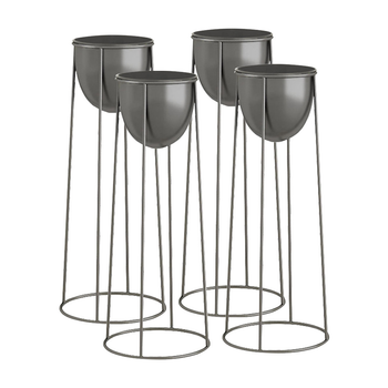 4X 50cm Round Wire Metal Flower Pot Stand with Black Flowerpot Holder Rack Display image