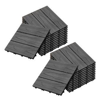 2X 11 pcs Dark Grey DIY Wooden Composite Decking Tiles Garden Outdoor Backyard Flooring Home Decor image