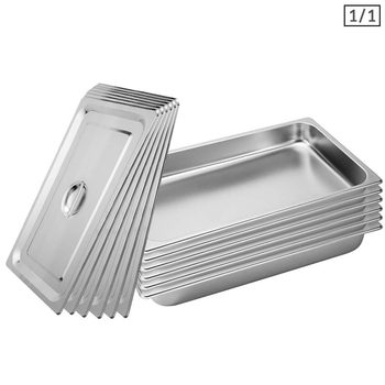 6X Gastronorm GN Pan Full Size 1/1 GN Pan 6.5cm Deep Stainless Steel Tray With Lid image