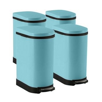 4X 10L Foot Pedal Stainless Steel Rubbish Recycling Garbage Waste Trash Bin U Blue image