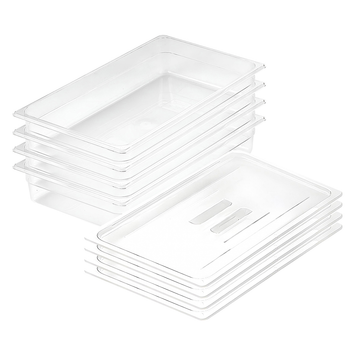 100mm Clear Gastronorm GN Pan 1/1 Food Tray Storage Bundle of 4 with Lid image