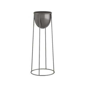 70cm Round Wire Metal Flower Pot Stand with Black Flowerpot Holder Rack Display image