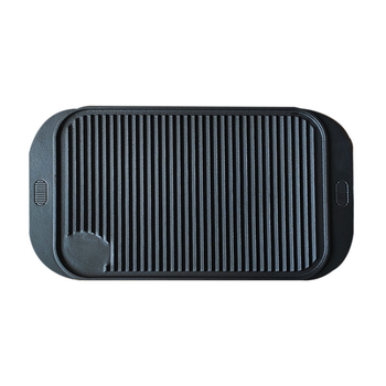 47cm Cast Iron Ridged Griddle Hot Plate Grill Pan BBQ Stovetop image