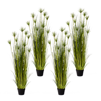 4X 150cm Cyperus Papyrus Plant Tree Artificial Green Grass, Home Or Office Indoor Greenery Accent image