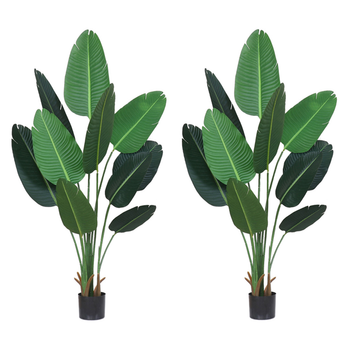 2X 180cm Artificial Bird of Paradise Plants Fake Tropical Palm Tree with 10 in Pot and Woven Seagrass Belly, Home Decor image