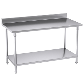 Commercial Catering Kitchen Stainless Steel Prep Work Bench Table with Back-splash 150*70*85cm image
