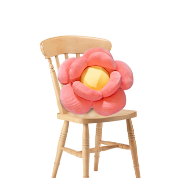 Red Double Flower Shape Cushion Soft Bedside Floor Plush Pillow Home Decor image