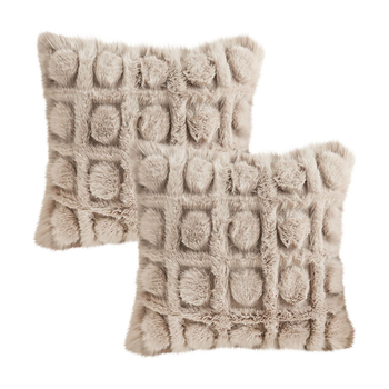 2X 45cm Wabi-sabi Herringbone Plush Square Throw Pillow image