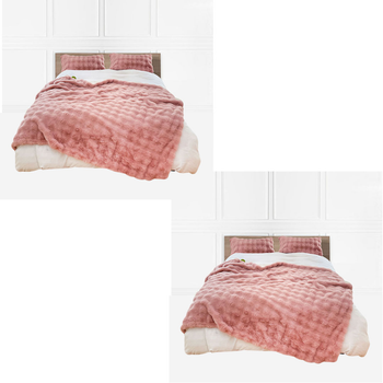 2X 200cm Pink Fur Fuzzy Super Soft and Cozy Fluffy Throw Blanket image