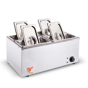 Stainless Steel 4 X 1/2 GN Pan Electric Bain-Marie Food Warmer with Lid image