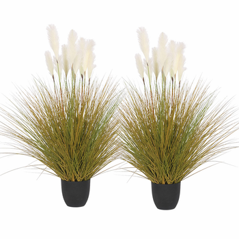 2X 137cm Artificial Indoor Potted Reed Bulrush Grass Tree Fake Plant Simulation Decorative image