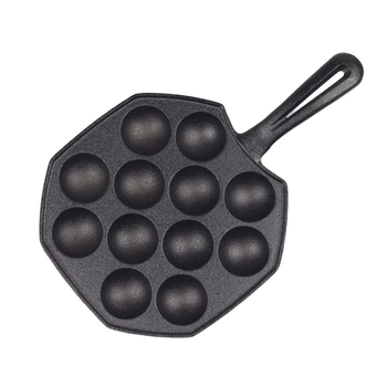18CM Cast Iron Takoyaki Fry Pan Octopus Balls Maker 12 Hole Cavities Grill Mold image