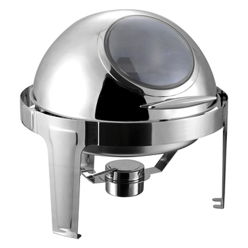 6L Round Chafing Stainless Steel Food Warmer with Glass Roll Top image