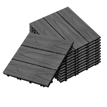 11 pcs Dark Grey DIY Wooden Composite Decking Tiles Garden Outdoor Backyard Flooring Home Decor image