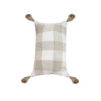 35CM Pillow Lumbar Cover Decorative Plaid Farmhouse Cushion Throw Pillow image
