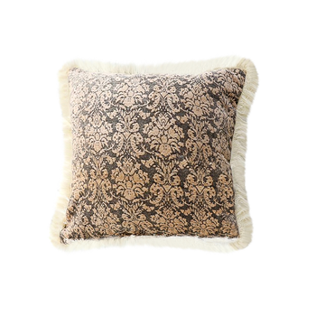 45cm Wabi-sabi Floral Cover & Vintage Dark Floral Tassel Square Throw Pillow image