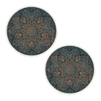 2X 120cm Mandala Pattern Circle Area Rugs for Living Room Lounge, Anti-slip Doormat, Home Decor image