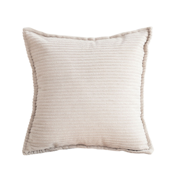 45cm Beige Warm Wood Tone & Wabi-sabi Striped Corduroy Square Throw Pillow image