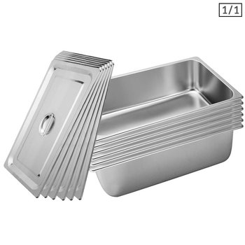 6X Gastronorm GN Pan Full Size 1/1 GN Pan 20cm Deep Stainless Steel Tray With Lid image