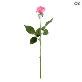 20pcs Artificial Silk Flower Fake Rose Bouquet Table Decor Pink image