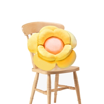 Yellow Double Flower Shape Cushion Soft Bedside Floor Plush Pillow Home Decor image