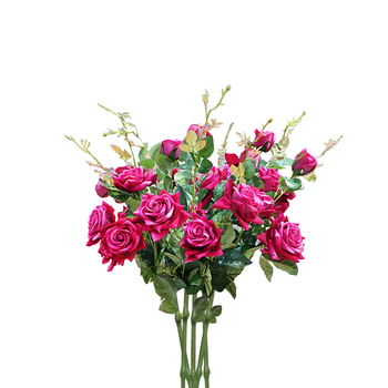8 Bunch Artificial Silk Rose 5 Heads Flower Fake Bridal Bouquet Table Decor Pink image