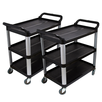 2X 3 Tier Food Trolley Food Waste Cart Food Utility Mechanic Kitchen Large image