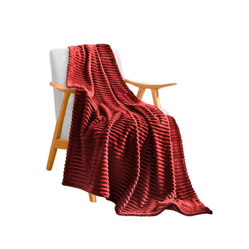 Burgundy Throw Blanket Warm Cozy Striped Pattern Thin Flannel Coverlet Fleece Bed Sofa Comforter image