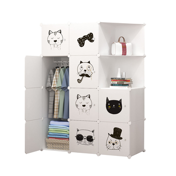 10 Cubes White Portable Wardrobe Divide-Grid Modular Storage Organiser Foldable Closet with Doors image