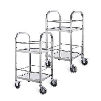 2X 2 Tier 500x500x950 Stainless Steel Square Tube Drink Wine Food Utility Cart image