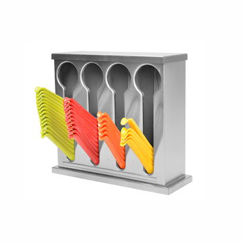Stainless Steel Buffet Restaurant Spoon Utensil Holder Storage Rack 4 Holes image