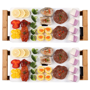 2X Electric Ceramic BBQ Grill Non-stick Surface Hot Plate for Indoor & Outdoor White image