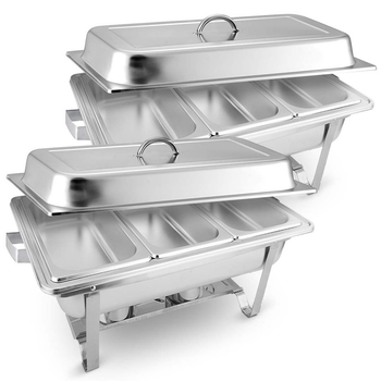 2X 3L Triple Tray Stainless Steel Chafing Food Warmer Catering Dish image