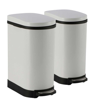 2X 10L Foot Pedal Stainless Steel Rubbish Recycling Garbage Waste Trash Bin U White image