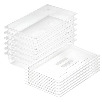 100mm Clear Gastronorm GN Pan 1/1 Food Tray Storage Bundle of 6 with Lid image