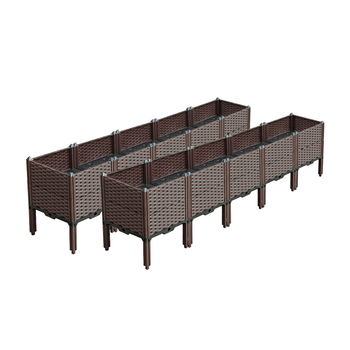 2X 200cm Raised Planter Box Vegetable Herb Flower Outdoor Plastic Plants Garden Bed with Legs Deepen image