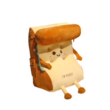 Smiley Face Toast Bread Wedge Cushion Stuffed Plush Cartoon Back Support Pillow Home Decor image